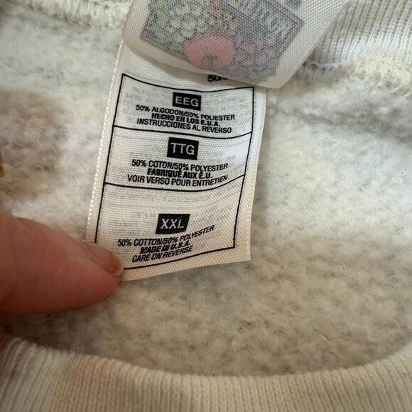 Vintage White Cardinal Puffy Bird Tree Christmas Sweatshirt Holiday XXL - Picture 5 of 7